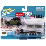 Johnny Lightning 1:64 Hummer H2 2004 moss green with Open Trailer